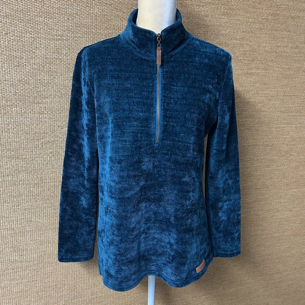 MarleyLilly Sweater Womens Medium Blue Chenille 1/2 Zip